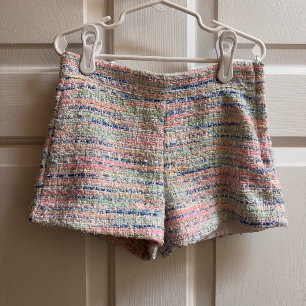 Janie And Jack Size 6 Shorts Side Zip Rainbow Pastel Check Shorts